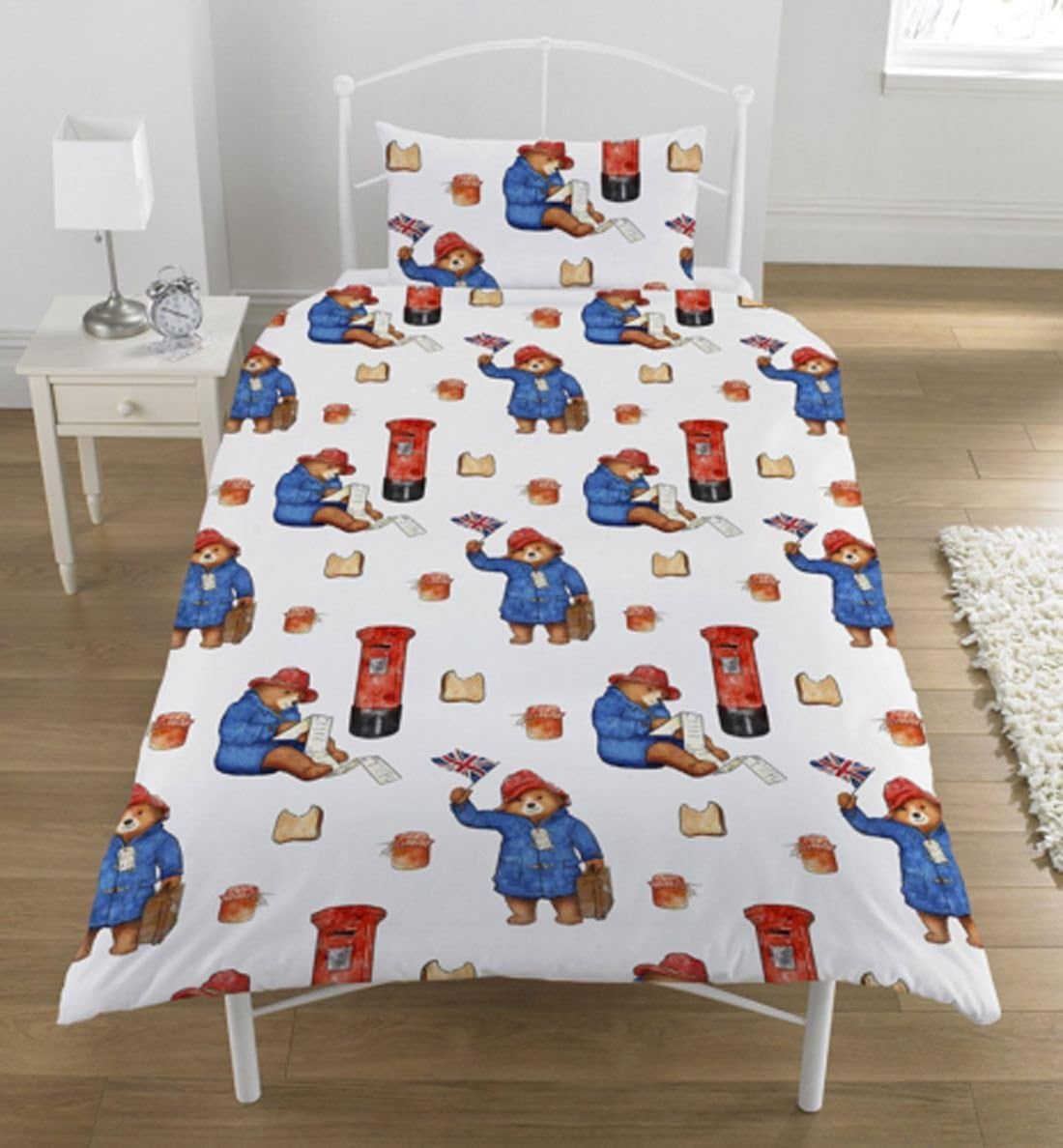 Childrens Cute Paddington Bear Reversible Rotary Single Duvet Panel