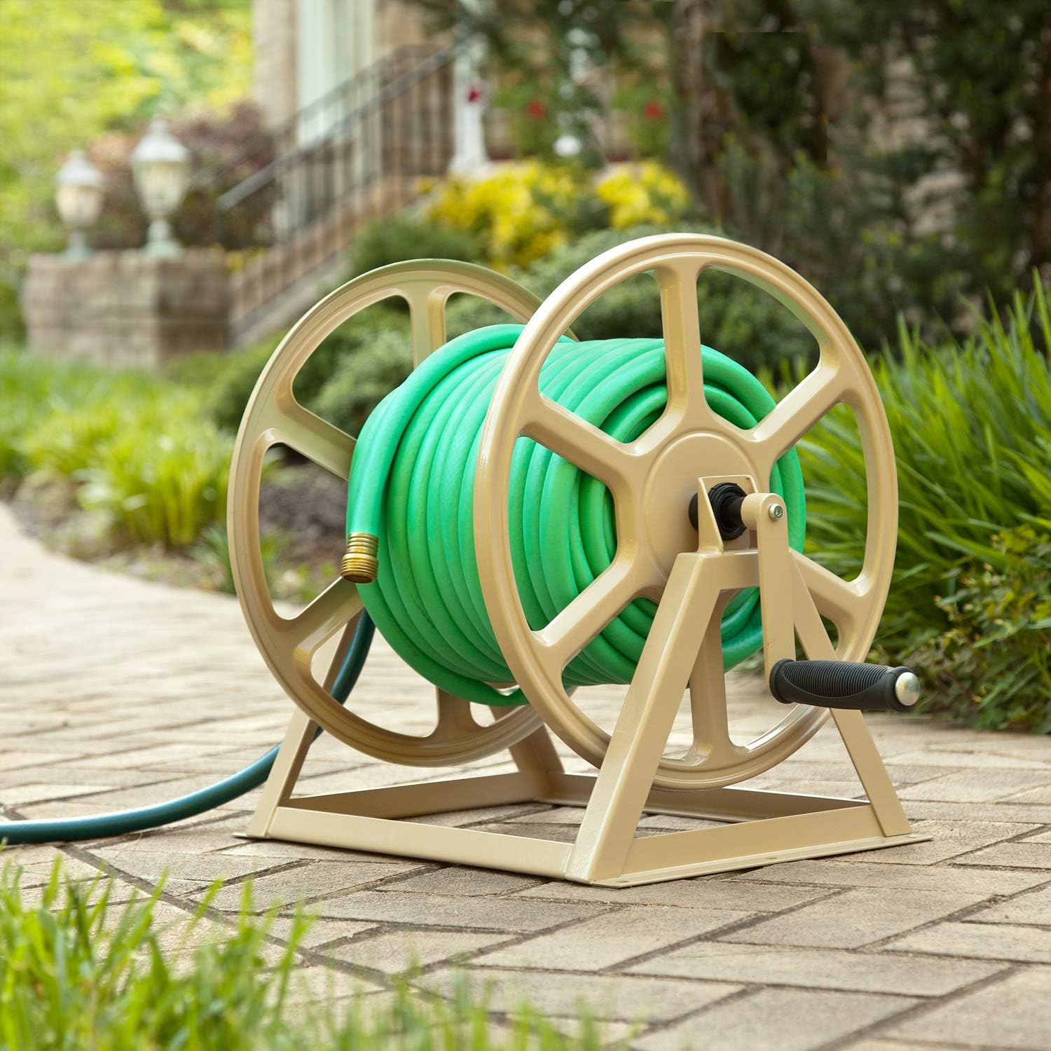 Liberty Garden 709 Steel Wall/Floor Mounted Hose Reel, Holds 200-Feet of 5/8-Inch Hose - Tan : Garden & Outdoor