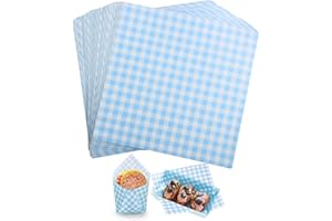 KIKISML 100 PCS Checkered Waxed Deli Paper Sheets 7 * 7 Inch, Food-Grade Greaseproof Paper Food Basket Liners for Sandwiches,