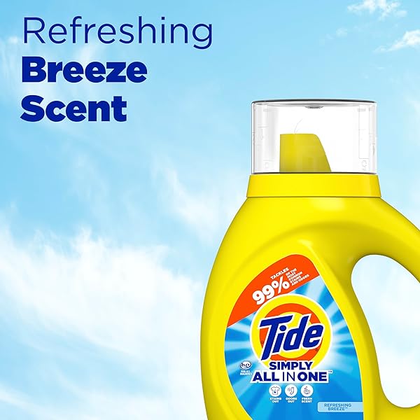 TIDE SIMPLY ALL-IN-ONE LIQUID LAUNDRY DETERGENT, REFRESHING BREEZE SCENT, 10 FL OZ EACH (PACK OF 12)