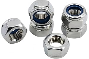 DMDZ HEYDAY 10Pcs M12 x 1.25mm Nylon Insert Hex Lock Nuts, 304 Stainless Steel Locknuts,Silver Tone