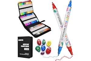 KEMYR 72 Colors Acrylic Paint Pens, Dual Tip Acrylic Paint Markers for Paper, Wood, Canvas, Stone, Rock Painting, Glass, Fabr