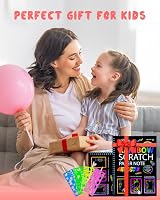 OSLINE Scratch Art Notebook Set for Kids 3-10 Art Craft Toys 2 Books 5 Styluses view 6