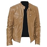 SWJGLITTR Men Slim Fit Motorcyle Leather Jacket