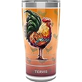 Tervis Traveler Rooster Pattern Triple Walled Insulated Tumbler Travel Cup Keeps Drinks Cold & Hot, 20oz, Stainless Steel