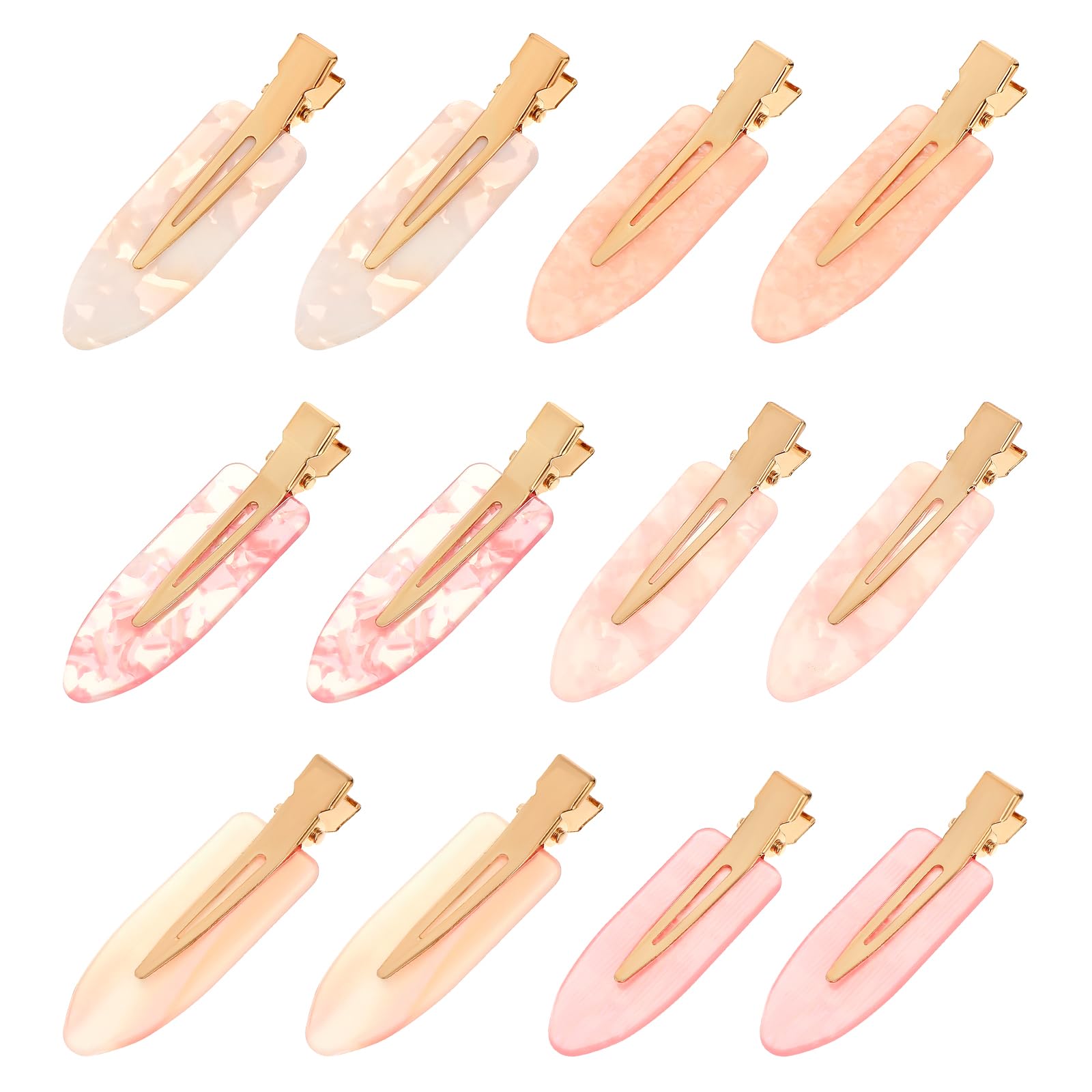 12 Pack No Crease Hair Clips Creaseless Hairclips No Bend Hairclip Flat Duckbill Clip Alligator Makeup Hair Barrette Salon Hairstyle Accessories for Women Girls(Pink)