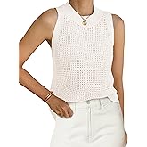 PRETTYGARDEN Summer Crochet Tank Tops for Women 2026 Casual Crewneck Hollow Out Loose Knit Sleeveless Sweater Vest Top Trendy