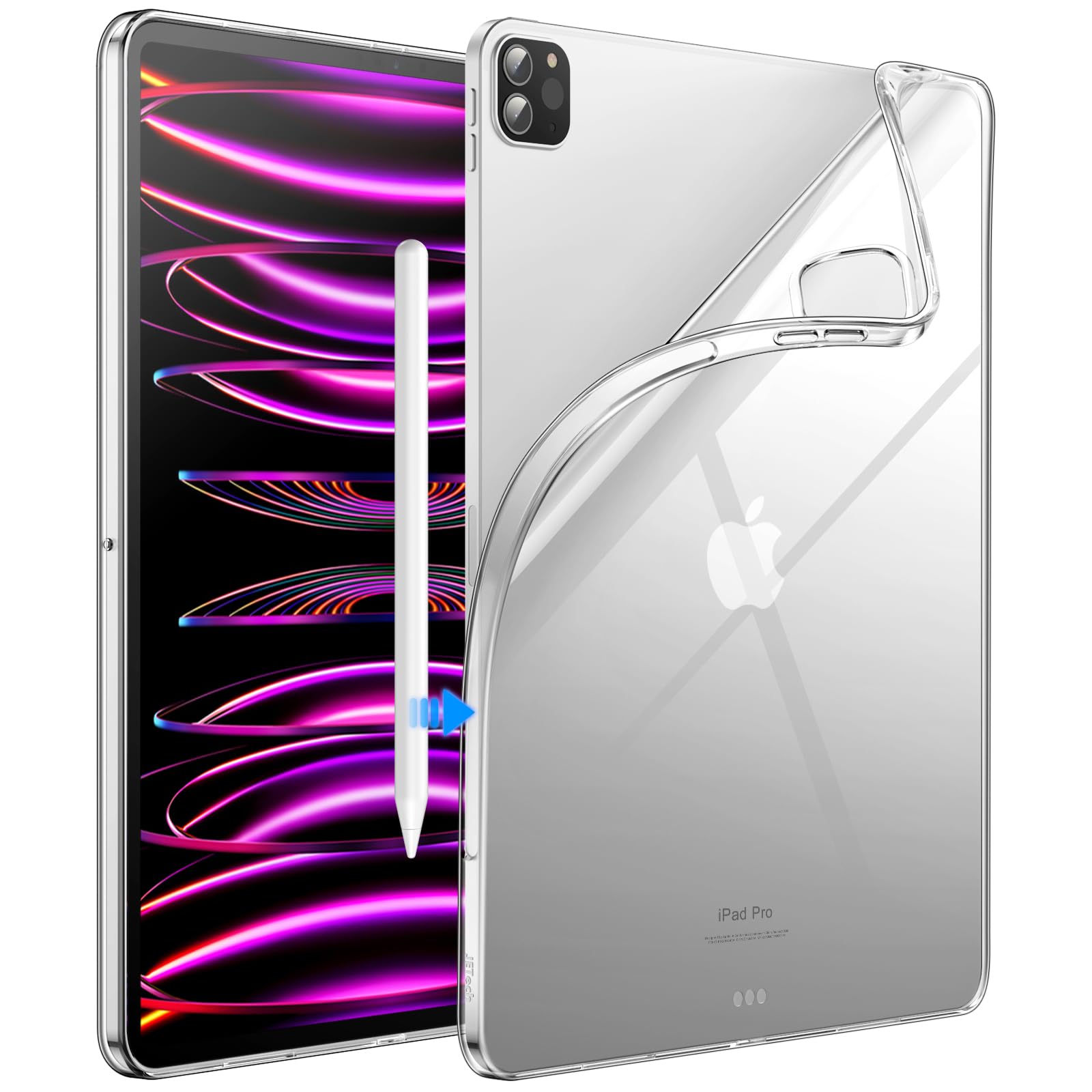 JETech Case for iPad Pro 12.9-Inch 2022/2021 (6th/5th Generation), Soft TPU Transparent Slim Shockproof Tablet Cover, Support Pencil 2nd Charging (Clear) — image 1