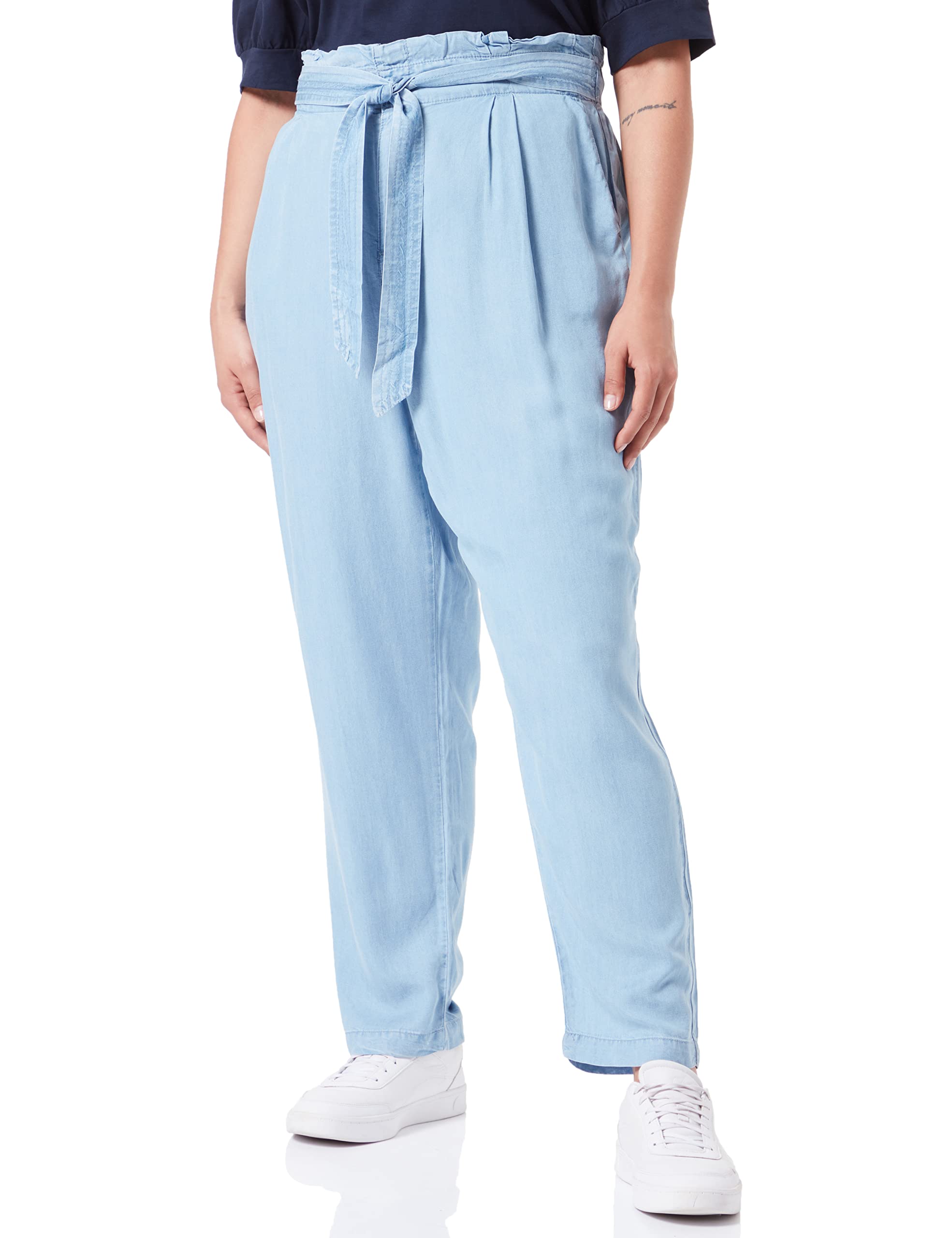 VERO MODA CURVE Women's Vmlilianaevany Hr Loose ANK P Ga Curve Pants, Light Blue (Light Blue Denim), 48W x 32L