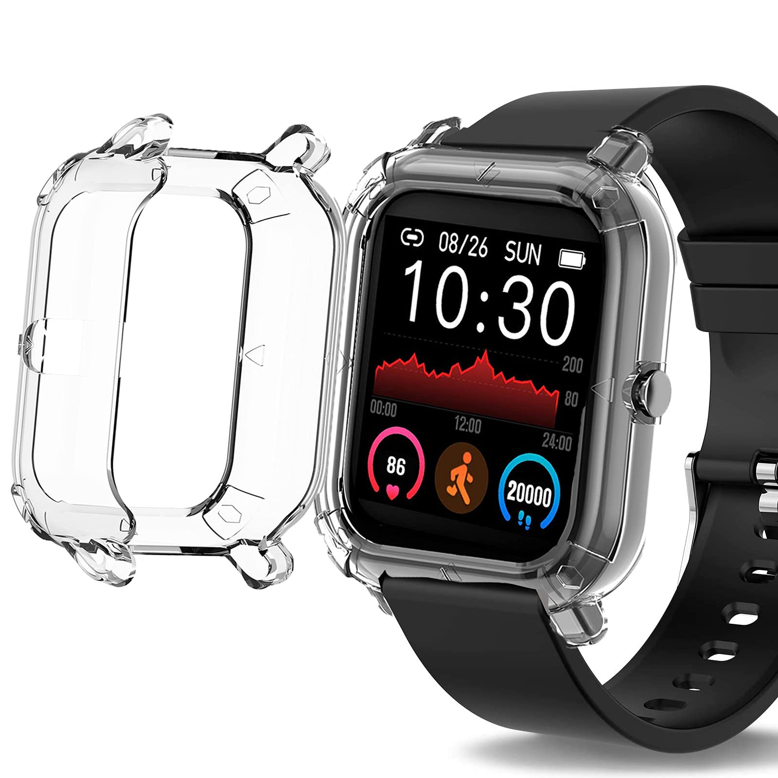 P22 Smartwatch Case, Giaogor Silicone Protective Case Cover Bumper Compatible with Donerton Smartwatch/KALINCO P22 / CanMixs P22 / Rinsmola 2021 P22 / Popglory P22 Smartwatch (Clear)