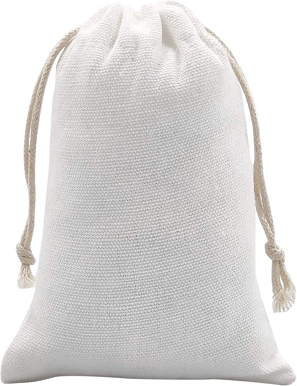 SumDirect 20Pcs Cotton Muslin Bags,White Mini lightweight Gift Bags Breathable Pouches with Drawstring Reusable Packing Storage Bags for Wedding, Party, Birthday (8x12cm)