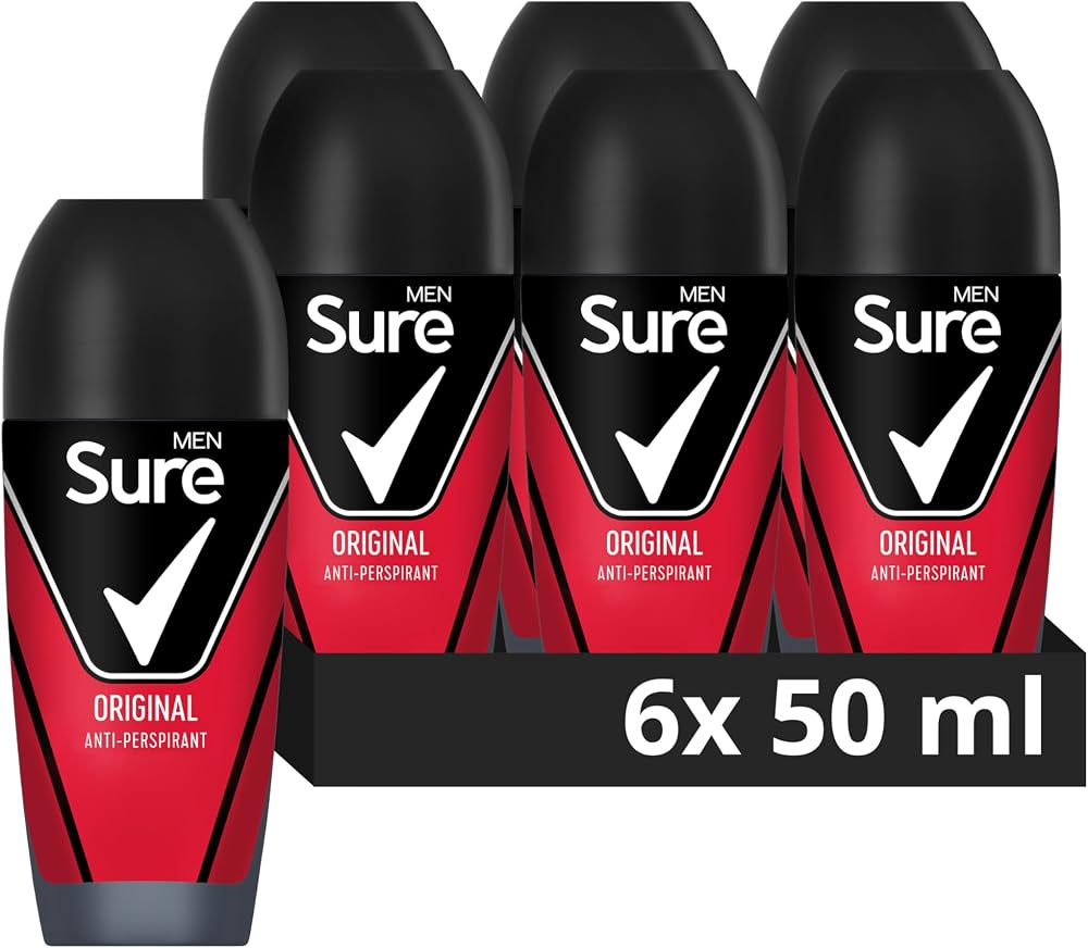 Sure Men Original Roll On Deodorant 48hr Protection MotionSense 50ml Pack of 6