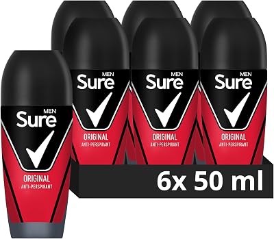 Sure Men Original Roll On Deodorant 48hr Protection MotionSense 50ml Pack of 6