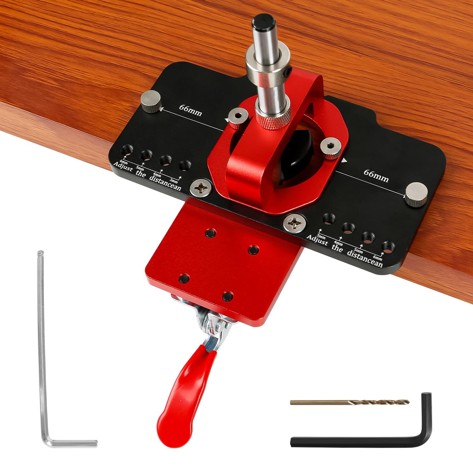 Hinge Jig 35mm Hole Opener, Aluminum Alloy Accurate Locking Cabinet Hinge Hole Drilling Jig Woodworking Dowel Jig Drill Guide Locator for Door Cabinets Hinges Mounting