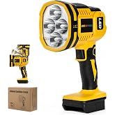 Cordless LED work light compatible with Dewalt 20V Battery (No battery) | 1500LM Handheld Spotlight with 550 Yard Distance, Flashing mode and Pivoting Head for Workshop, Camping, Jobsites