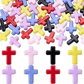 Incinkod 120 Pcs Cross Charms for Jewelry Making, Religious Cross Beads for Bracelets, Crosses for Jewelry Making, Bracelets, Necklaces, DIY Crafts (6 Colors)