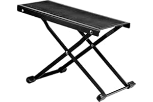 BexGears Guitar Foot Rest 5-Position Height Adjustable Rubber End Caps Stool Adjustable Guitar Leg Rest Step Footstool Black for Classical Guitar Player