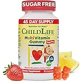 CHILDLIFE ESSENTIALS Multivitamin Gummies for Kids - Children's Vitamins, Kids Multivitamins with DHA, Sugar Free - Natural Strawberry, 90 Count