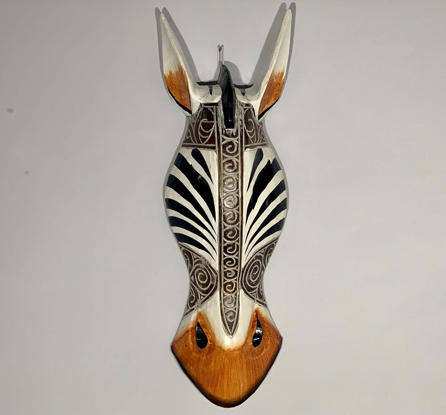 Sunlover Wall Hanging Animal Mask Zebra 50cm Hand Carved Wooden
