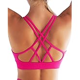 RUNNING GIRL Sports Bras for Women Pack Criss Cross Back Sexy Strappy Sports Bra Seamless Padded Yoga Bra with Removable Cups