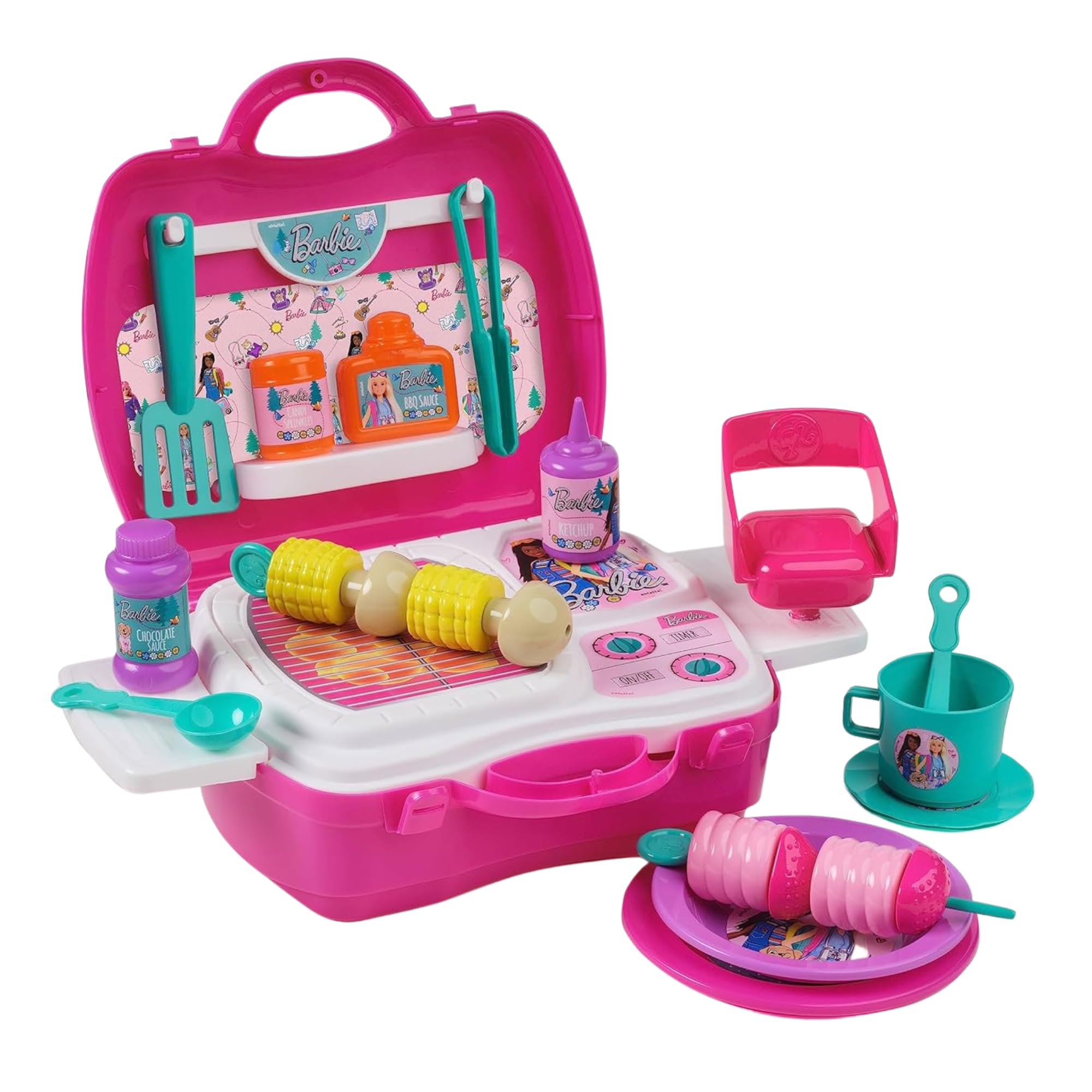 Barbie Glamping & BBQ Playset- 20 Piece Barbie Playset Travel Carry Case | Play On The Go Kids Toys | Role Play | Pretend Play | Ages 3+ | By Sinco Creations
