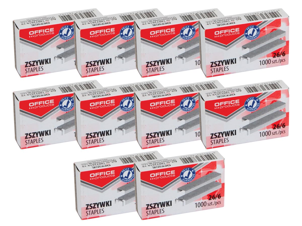 Office Products 18072439-19 Staples 26/6 Silver Pack of 10,000 Standard Staples Paper Clips Galvanised