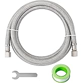SUNGATOR 5 Feet Refrigerator Water Line, 1/4" Comp X 1/4" Comp Ice Maker Hose, 5 Feet Stainless Steel Braided Ice Maker Water