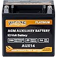 Weize Platinum AGM AUX14 Auxiliary Battery, BCI Group 400, 200CCA, 36 Months Warranty