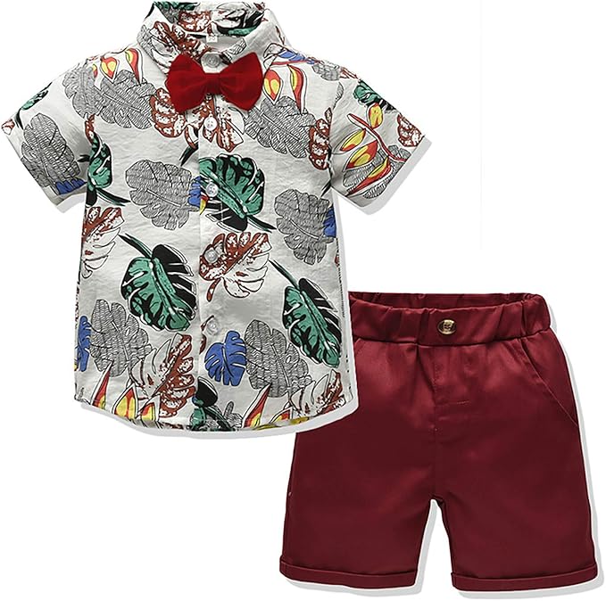 I3CKIZCE 2Pcs Toddler Baby Boys Wedding Clothes Set Short Sleeve