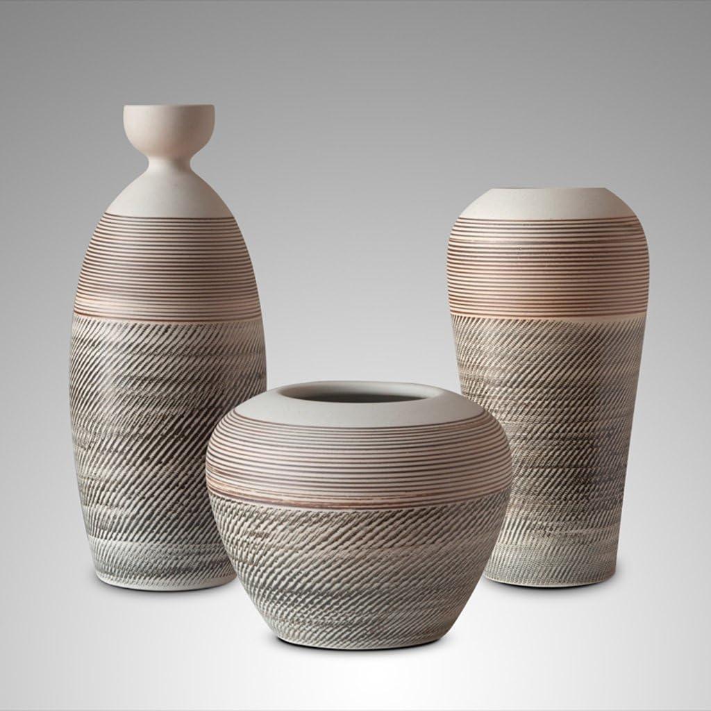 wysm Modern Soft Ornaments Flower Inserted Ceramic Vase Ornaments Living Room Simple Table Top Three Sets Of Vases