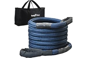 Tether Tite 7/8" x 20' Kinetic Recovery Tow Rope with Reinforced Loop(28,000lbs) HeavyDuty Energy Rope Offroad Snatch Strap for Jeep Car Vehicle Truck ATV UTV SUV，Blue