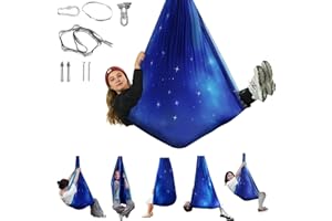 AOKITEC Sensory Swing for Kids & Adults, Indoor & Outdoor Double Layer Therapy Swing, Cuddle Swing with 360°Swivel Hardware Holds to 300LBS for Calming, Relaxing and Autism, ADHD or SPD