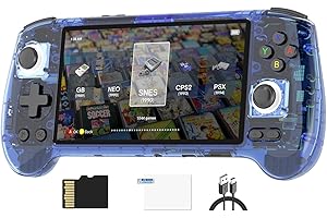 DORITENEY RG556 Handheld Game Console 5.48-inch 5.48-inch AMOLED Screen Android 13 OS Game Player 1080*1920 Resolution 8GB LPDDR4X 128G TF Card pre-Install 4423 Games 5500mAh Battery(Blue Transparent)