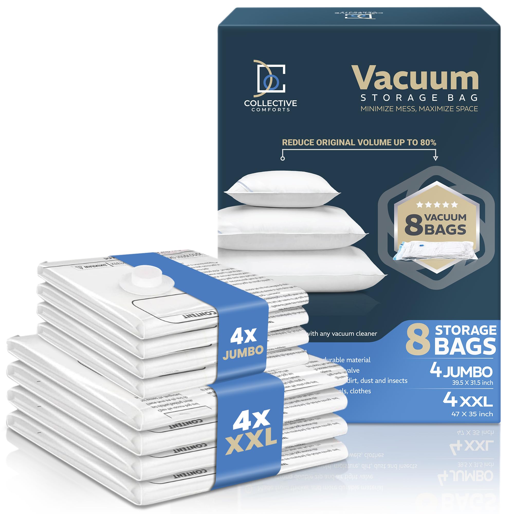 Photo 1 of (missing) 4 Jumbo Vacuum Seal Bags for Blankets, Comforters, Clothing & Bedding - Space Saver Compression Bags