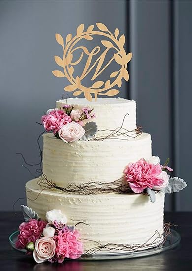 Monogram Initial Wood Cake Topper Wooden Wedding Wood Cake Topper