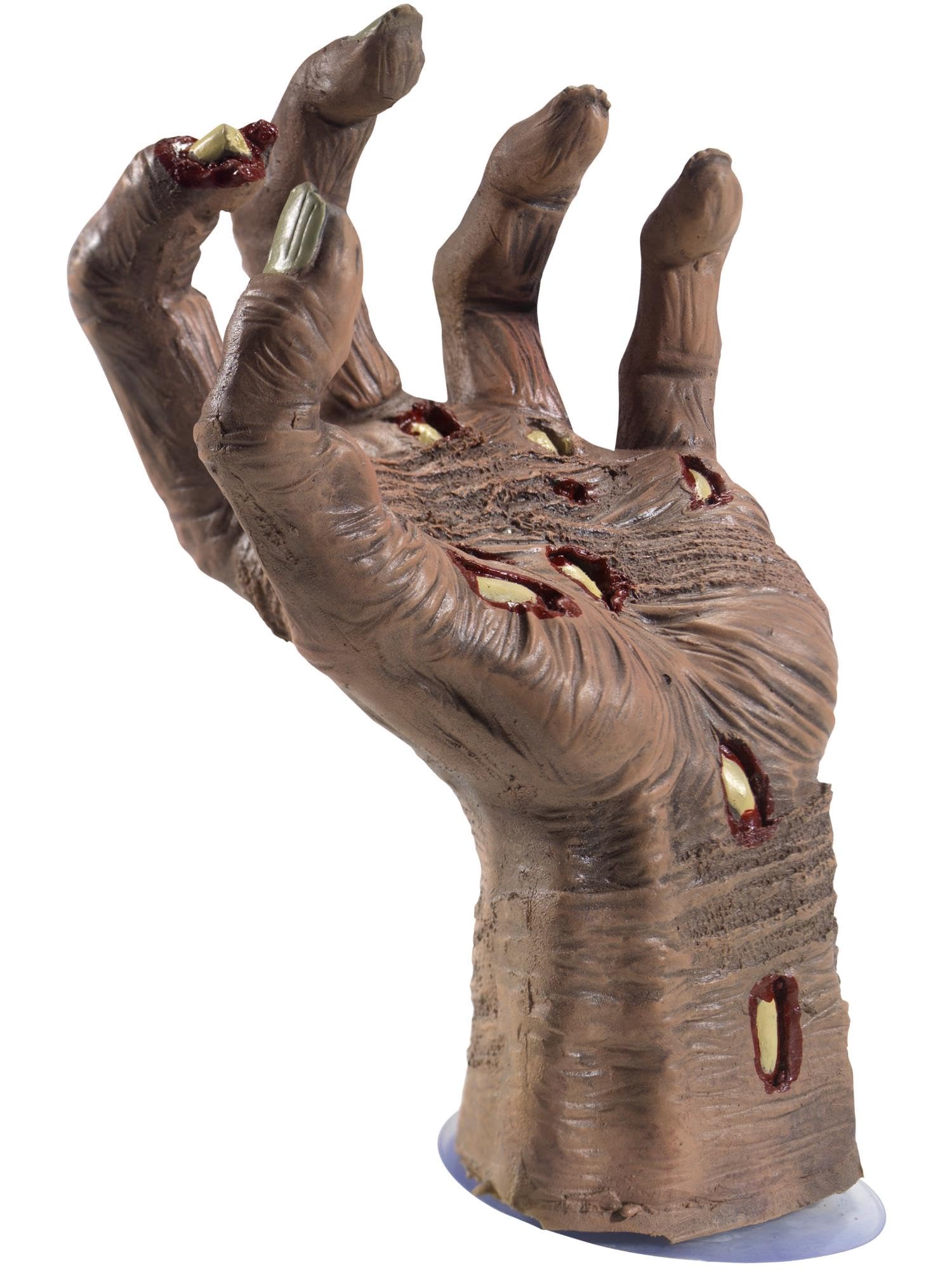 Smiffys Latex Rotting Zombie Hand Prop, Natural with Suction Attachment, 21x10cm / 8x4in, Halloween Fancy Dress Accessory, Zombie Dress Up Halloween decorations