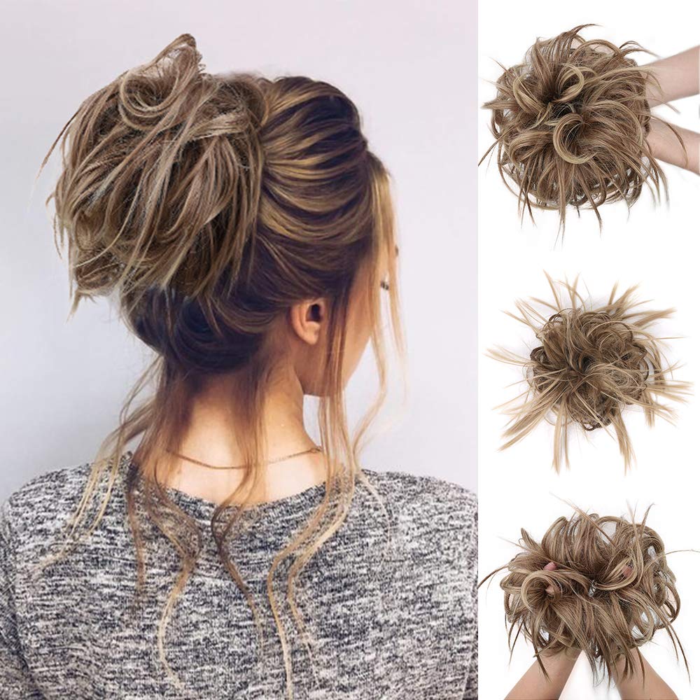 Amazon Com Messy Bun Hair Tousled Updo Hair Piece Scrunchies
