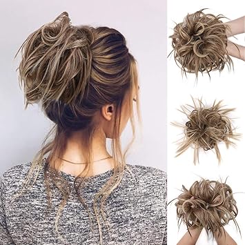 Amazon Com Messy Bun Hair Tousled Updo Hair Piece Scrunchies