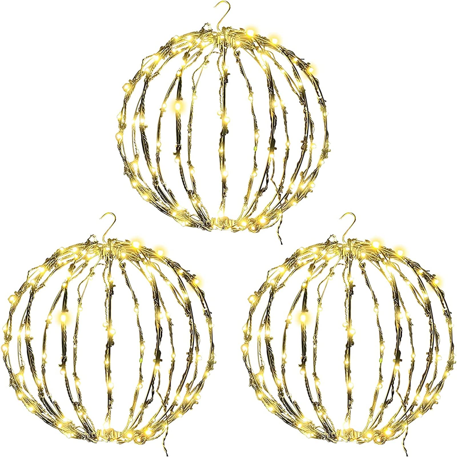 Photo 1 of LED Light Balls Metal Hanging Tree Sphere Globe Light for Patio Holiday Festival Garden Decor (12 Inch 3 Pack)
