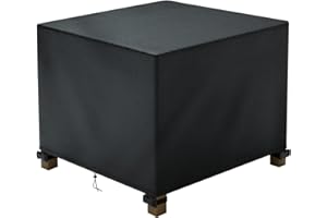 DUDSOEHO Patio Ottoman Cover Waterproof, 28.3 x 28.3 x 16.9 inch Rectangular Outdoor Side Table Cover, Durable Outdoor Furniture Cover, Black