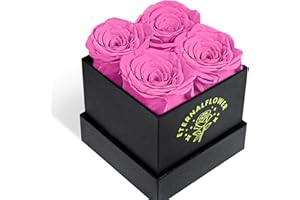 TIANFU Forever Roses in a Box. Preserved Flower Rose Gifts for Mom, Women, Love, Wife, Girlfriend, Grandma. Eternal Roses Gift Box on Mother's Day, Birthday, Valentines, Anniversary. (4 Pink Roses)