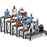 YOOMONA Stackable Wooden Cologne Organizer for Men, 5-Tier Tray Risers Display Makeup Perfume Organizer for Women, Wood Cupcake Stand, Buffet Shelf, Dessert Food Risers, Figure Collectible Stand