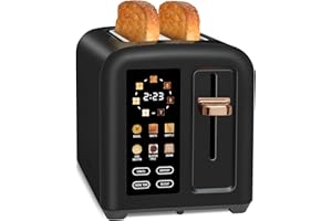 SEEDEEM Toaster 2 Slice, Touch Control Stainless Toaster LCD Display, 50% Faster Heating Speed, 1.4'' Wide Slots, More Timer 