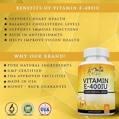 Buy Vitamin E 400 Iu Capsules For Skin Hair And Heart Support D Alpha Tocopheryl Acetate Supplement For Immune Support 50 Liquid Capsule By Amate Life Made In Usa Online In Indonesia B07nf3dnv3