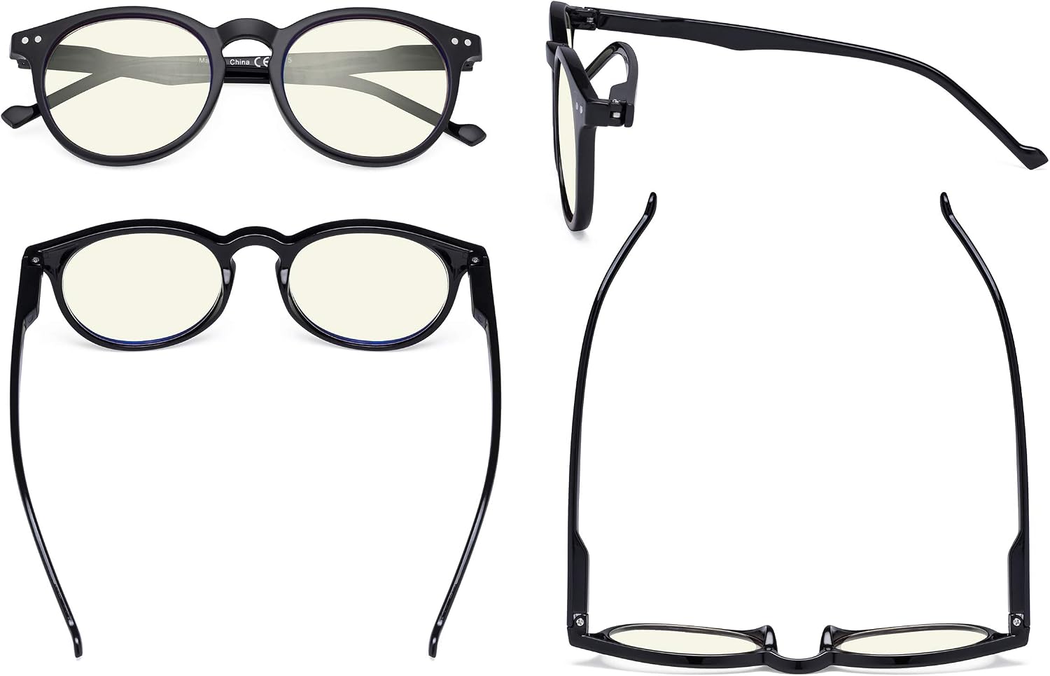 Eyekepper Retro Oval Round UV Protection Reading Glasses,Anti-reflective Readers, Yellow Tinted Lenses (Black, +0.50) - Image 4