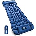 FRITTON Sleeping Pad for Camping, Inflatable Sleeping Mat with Pillow 76.7"X26", Camping Pad with Built-in Foot Pump, Lightweight Camping Mattress Pad for Car Camping, Backpacking, Tent and Hiking