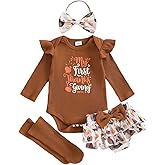Dobeiokal Newborn Baby Girl Christmas Outfit Long Sleeve Romper Onesie Bodysuit Bloomers Shorts Set Cute Fall Winter Clothes