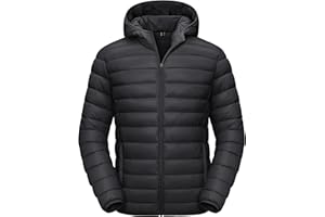 TACVASEN Men's Hooded Puffer waterproof Down Alternative Jacket Insulated Lightweight Windbreaker Quilted Coat