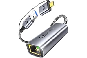 Warrky USB to Ethernet Adapter, 1Gbps USB-A/USB-C to Ethernet Adapter, [2-in-1, Latency-Free] USB 3.0 and Type C to rj45 Adapter, Compatible for MacBook, Switch, iPad Pro, iPhone15, Windows, Linux