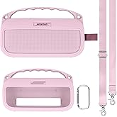 khanka for Bose New SoundLink Flex 2nd Gen Bluetooth Portable Speaker Silicone Case,Soft Protective Cover with Shoulder Strap for Bose New SoundLink Flex 2nd Gen,Case Only(Pink)
